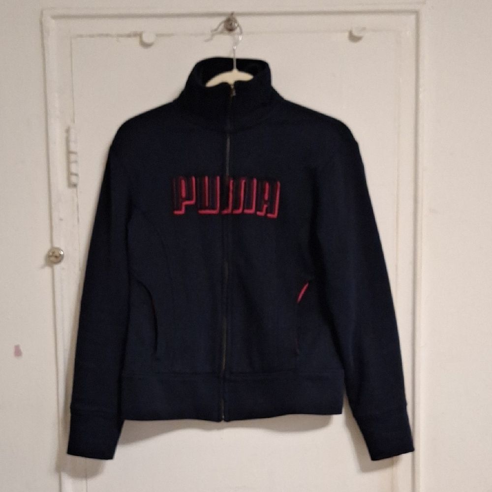 PUMA Women's Navy Blue Mock Nwck Sweater Jacket